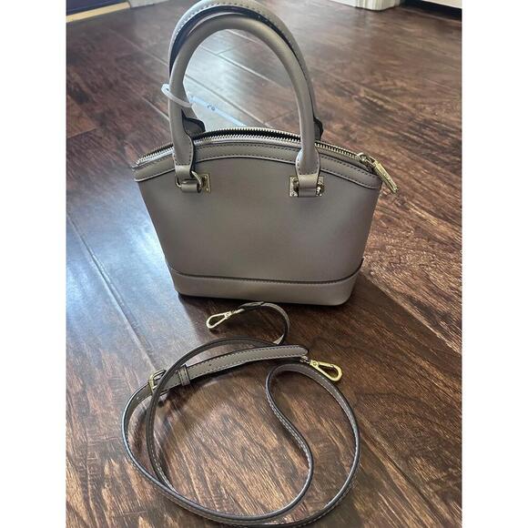 Anne Klein  Womens Light Grey Dome Satchel Saffiano Leather Classic Chic - Picture 6 of 6